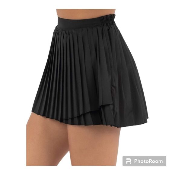 Eleloveph Lola Skort Solid Black Plaid Elastic Waistband Mini Size XS - Picture 1 of 9